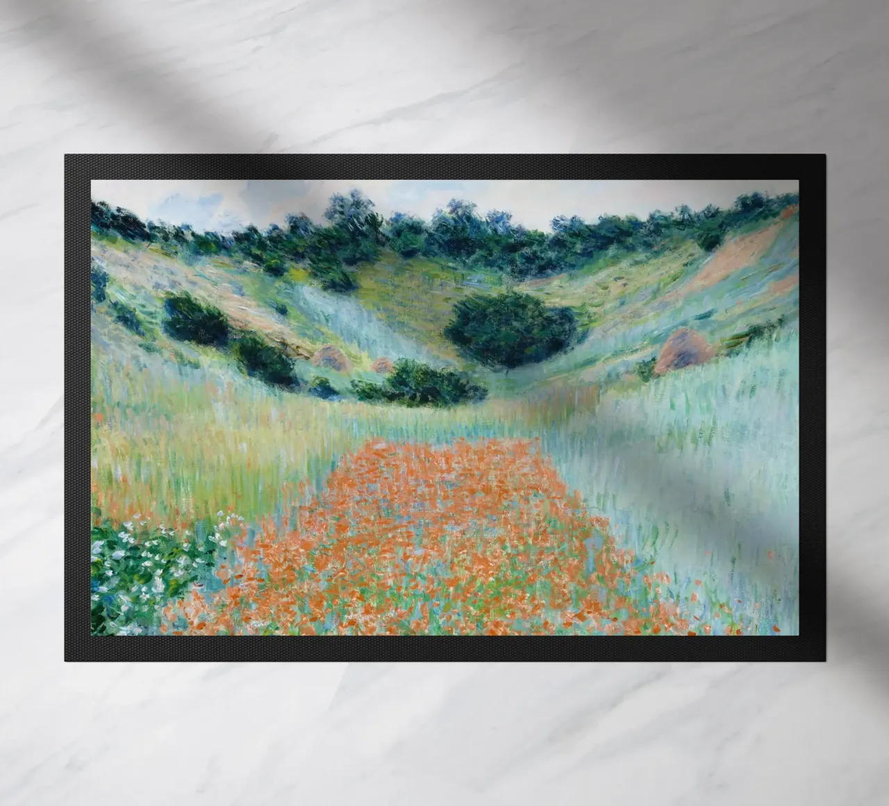 Claude Monet - Campo di papaveri in una conca vicino a Giverny (1885) zerbino da Venus Art