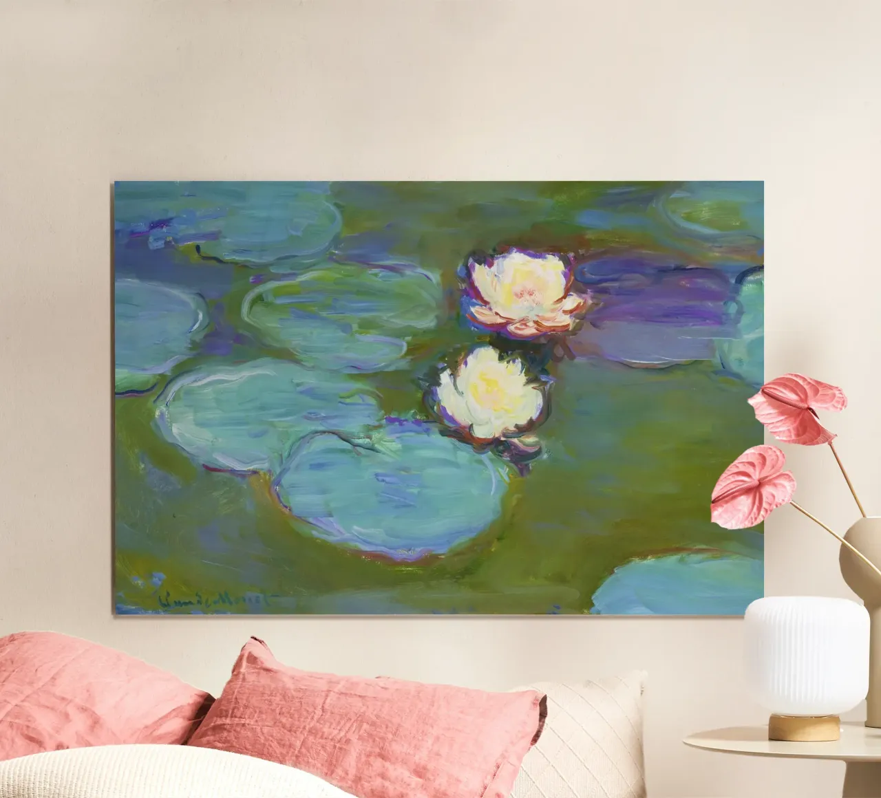 Claude Monet - Nymphéas (1897-1898) | Ninfee poster con telaio in legno da Venus Art