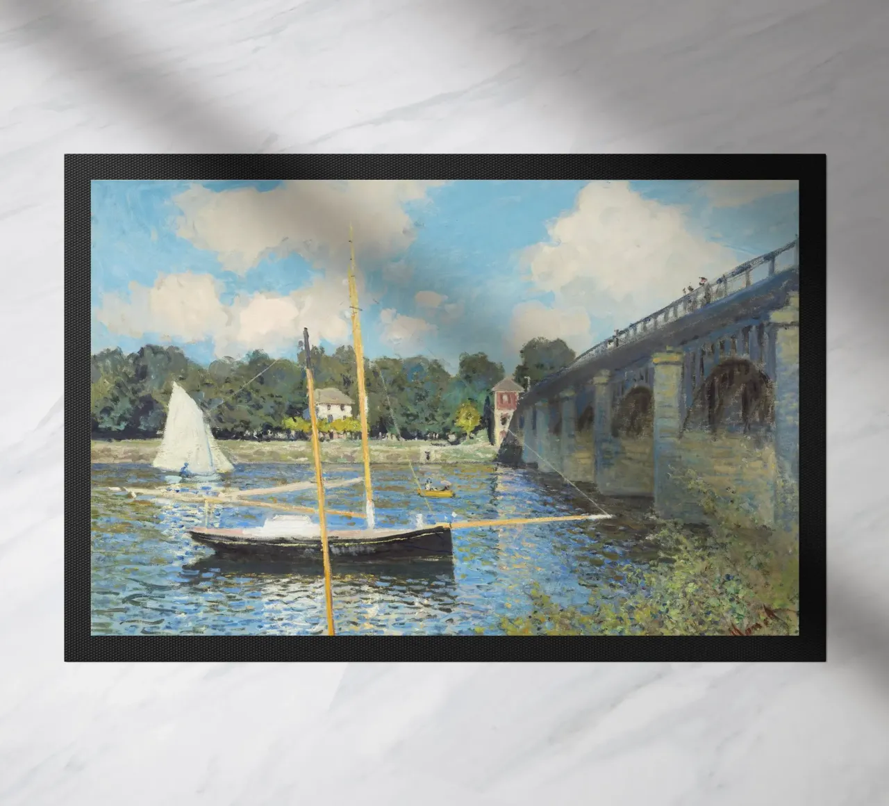 The Bridge at Argenteuil (1874) by Claude Monet doormat by Venus Art