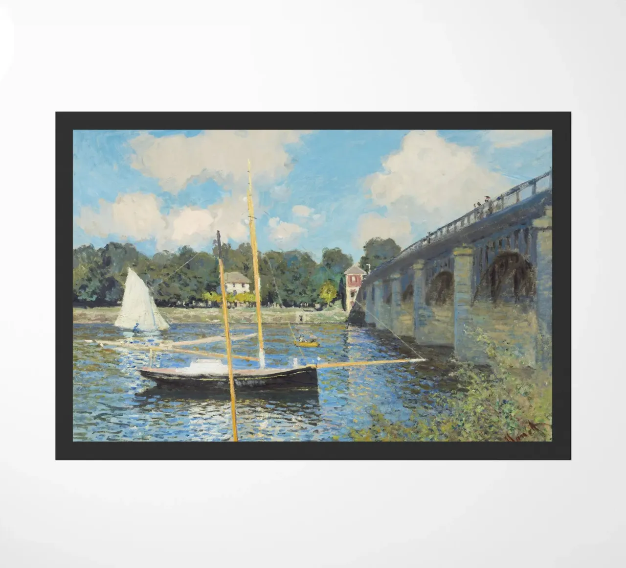 The Bridge at Argenteuil (1874) by Claude Monet doormat by Venus Art