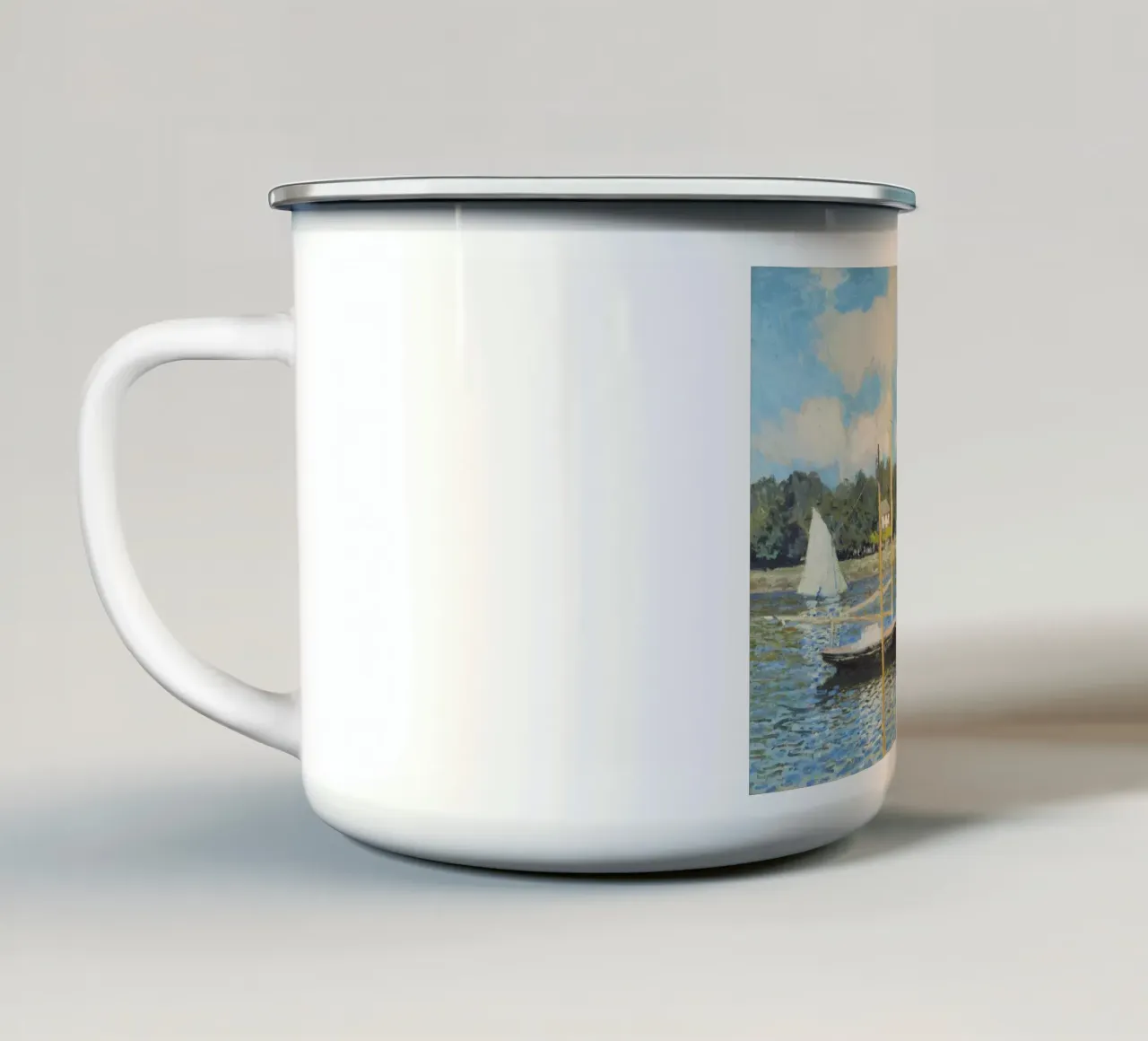 The Bridge at Argenteuil (1874) by Claude Monet enamel mug by Venus Art
