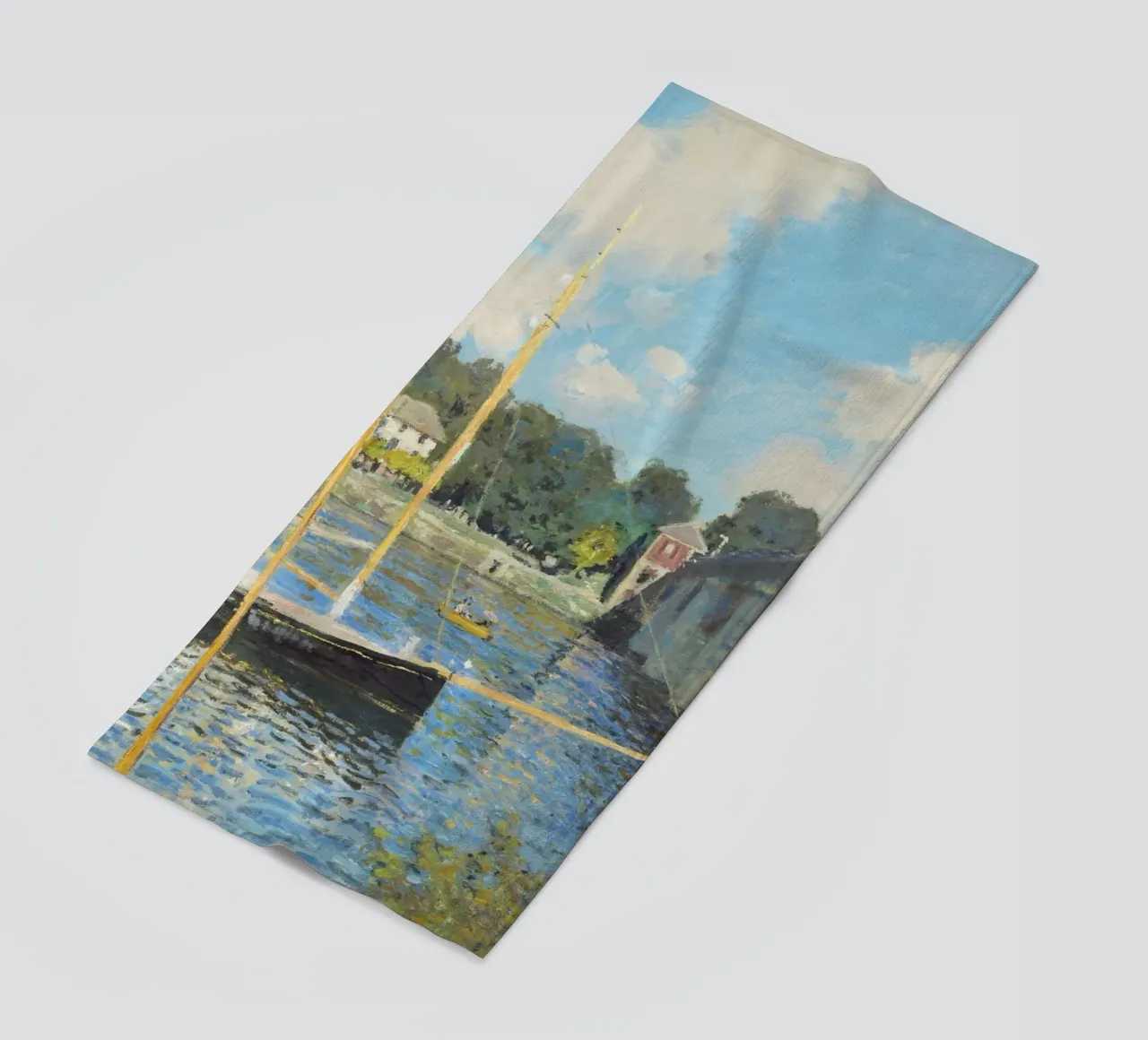The Bridge at Argenteuil (1874) by Claude Monet beach towel by Venus Art