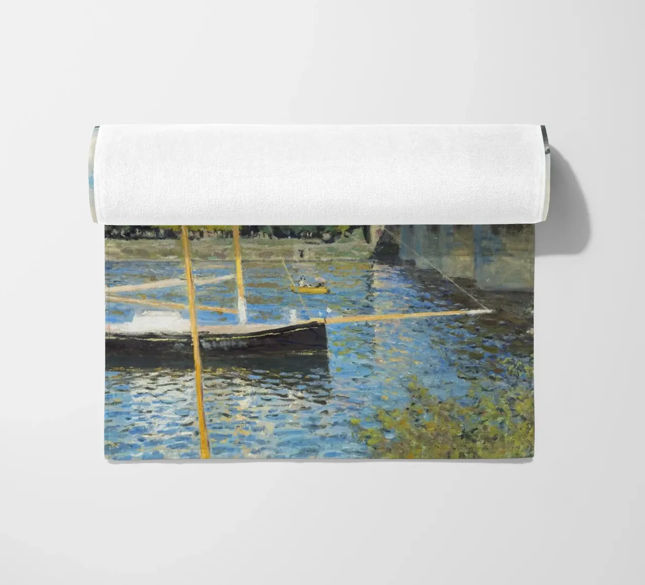 The Bridge at Argenteuil (1874) by Claude Monet beach towel by Venus Art