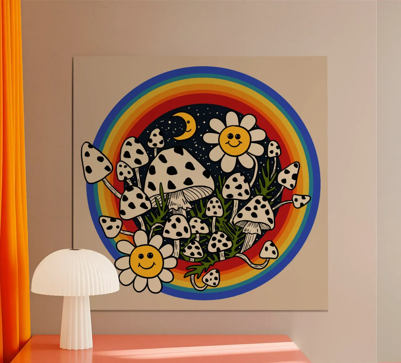 Midnight happy meadow poster con telaio in alluminio da TijanaArtStudio88