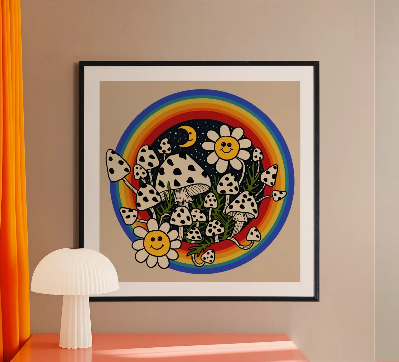 Midnight happy meadow poster con telaio in alluminio da TijanaArtStudio88