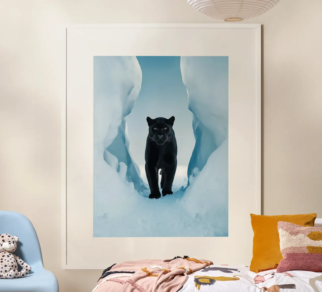 Zwarte panter in het ijs poster van Plain Thoughts