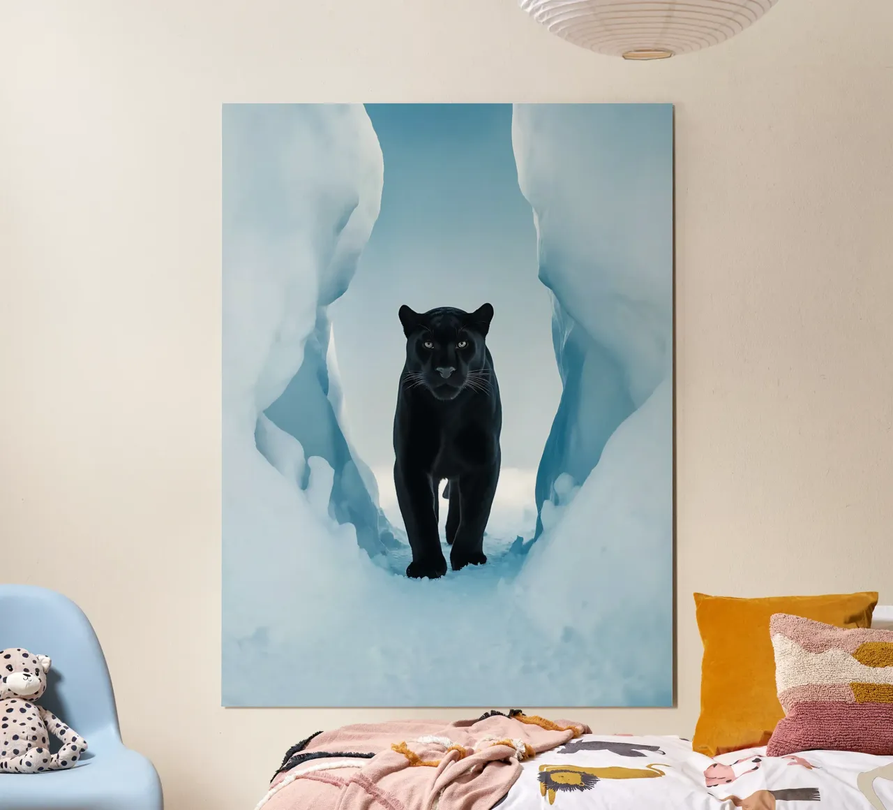 Zwarte panter in het ijs poster van Plain Thoughts