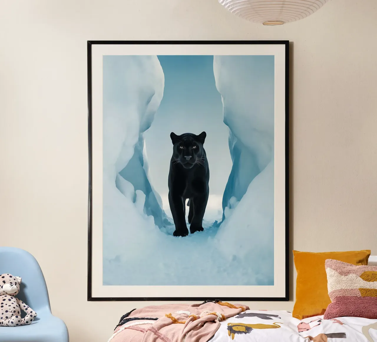 Zwarte panter in het ijs poster van Plain Thoughts