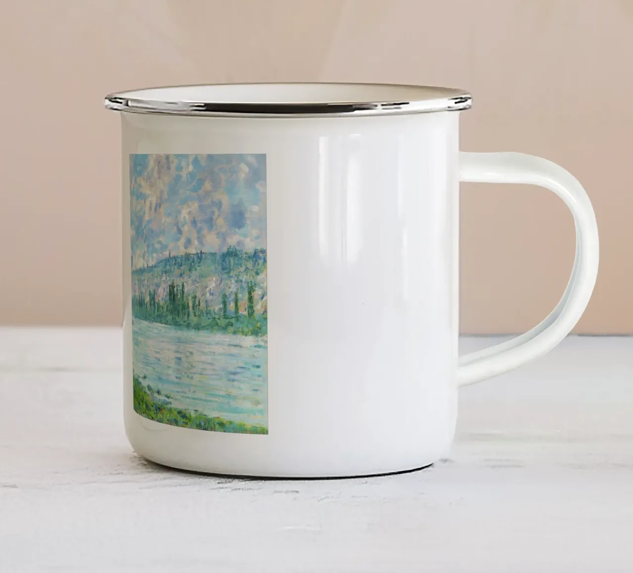 Claude Monet - La Senna a Vétheuil (1880) tazza in smalto da Venus Art