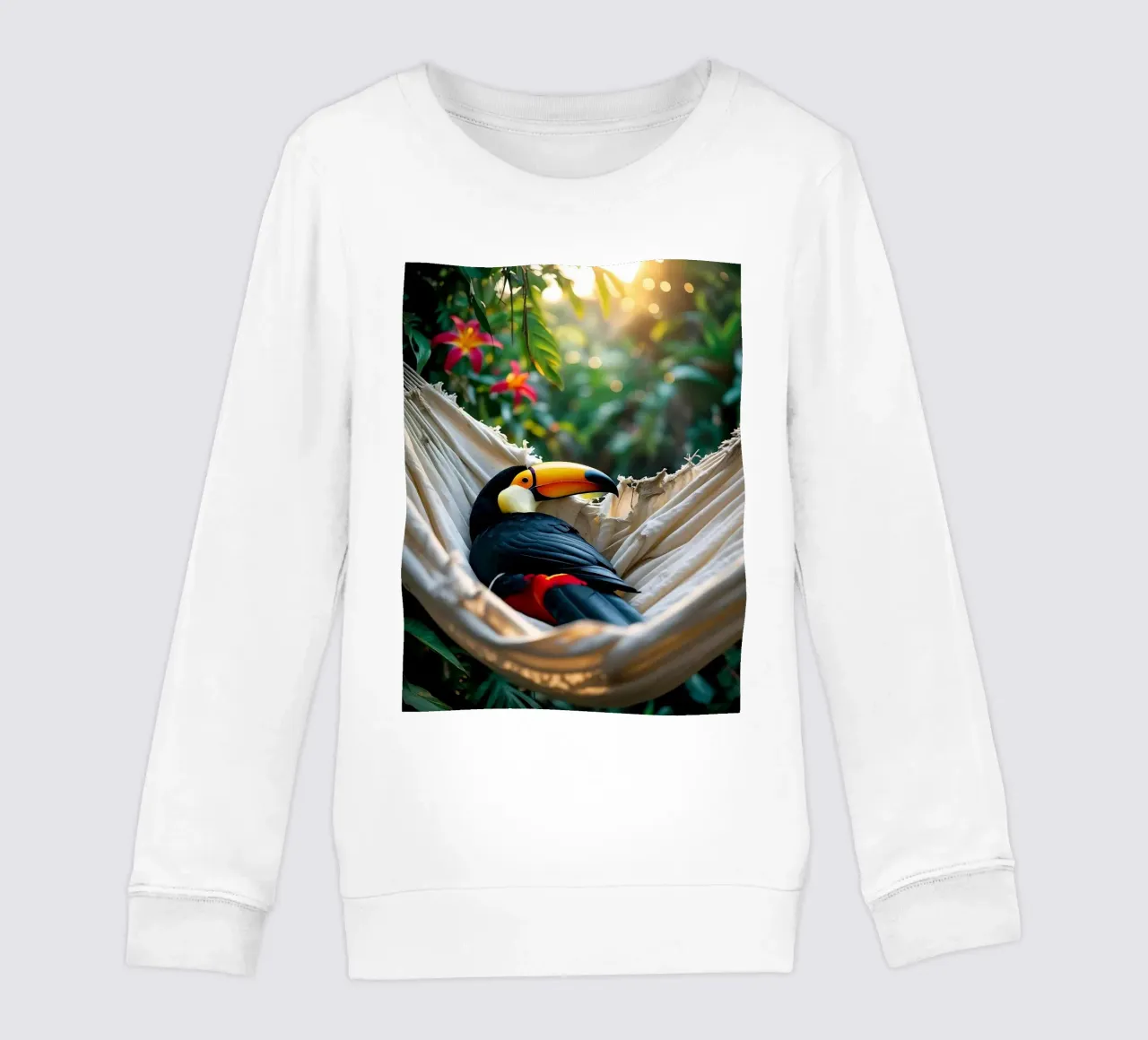 🌿🌺 Toucan | Chillin' in full swing (1) felpa bambino da Trinkets NL Design Studio