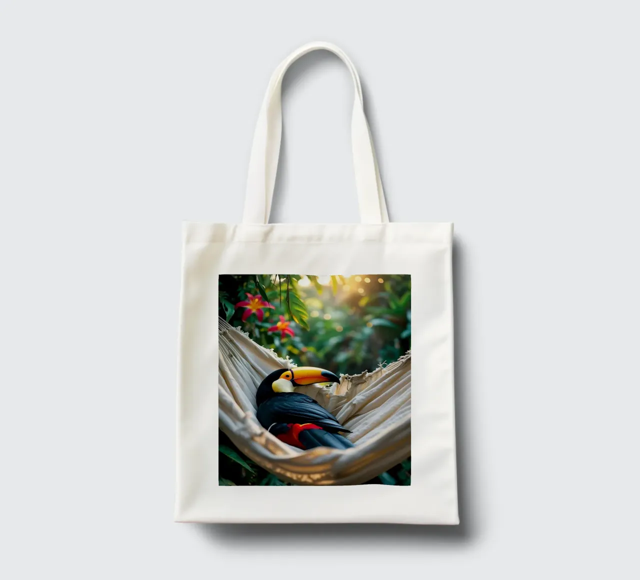 🌿🌺 Toucan | Chillin' in full swing (1) borsa in juta da Trinkets NL Design Studio