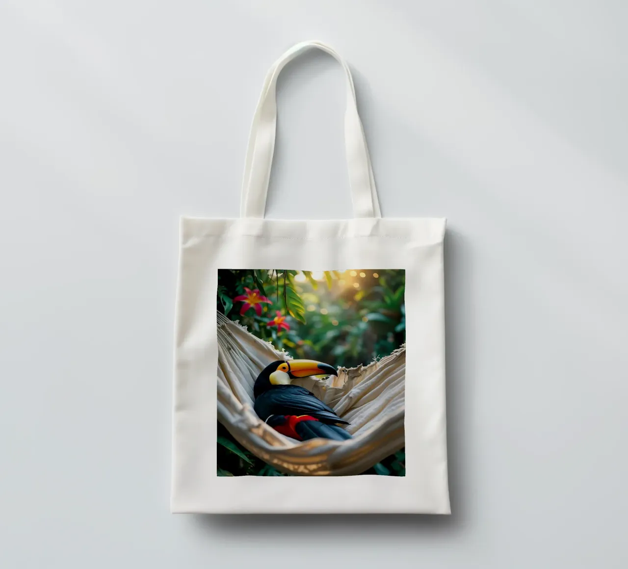 🌿🌺 Toucan | Chillin' in full swing (1) borsa in juta da Trinkets NL Design Studio
