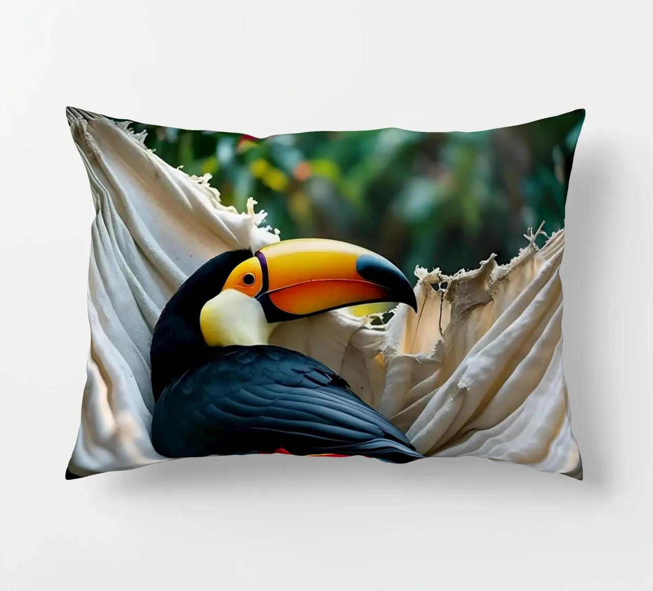 🌿🌺 Toucan | Chillin' in full swing (1) cuscino da Trinkets NL Design Studio