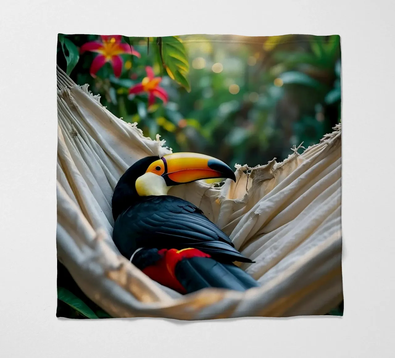 🌿🌺 Toucan | Chillin' in full swing (1) fleece blanket by Trinkets NL Design Studio