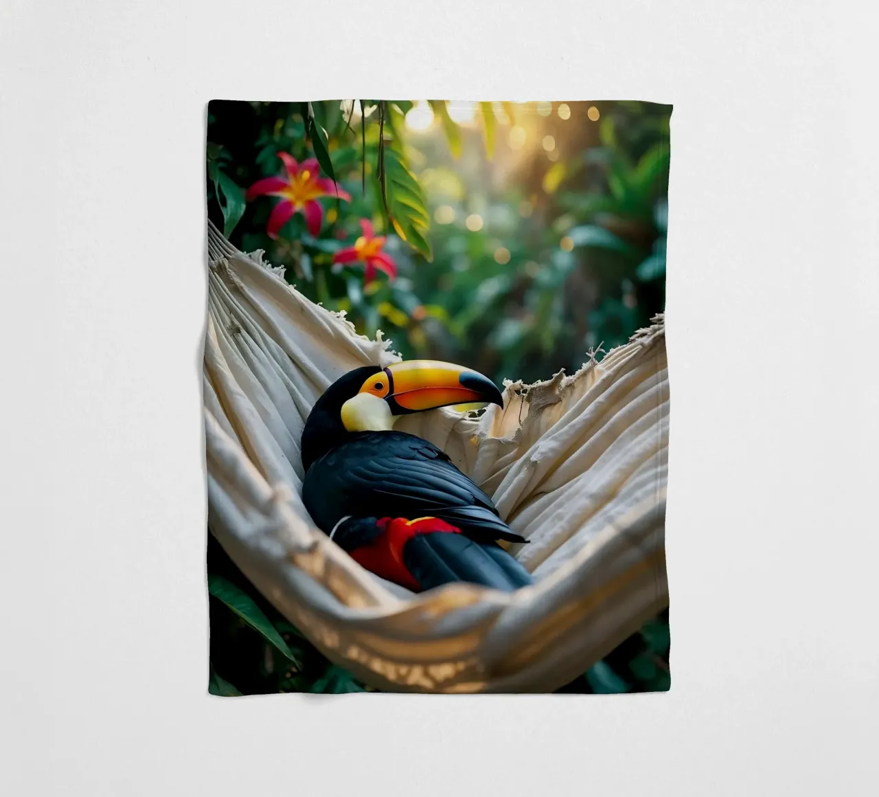 🌿🌺 Toucan | Chillin' in full swing (1) fleece blanket by Trinkets NL Design Studio