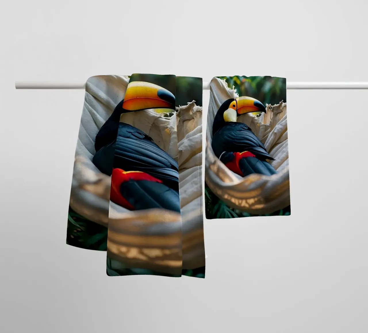🌿🌺 Toucan | Chillin' in full swing (1) asciugamano da bagno da Trinkets NL Design Studio