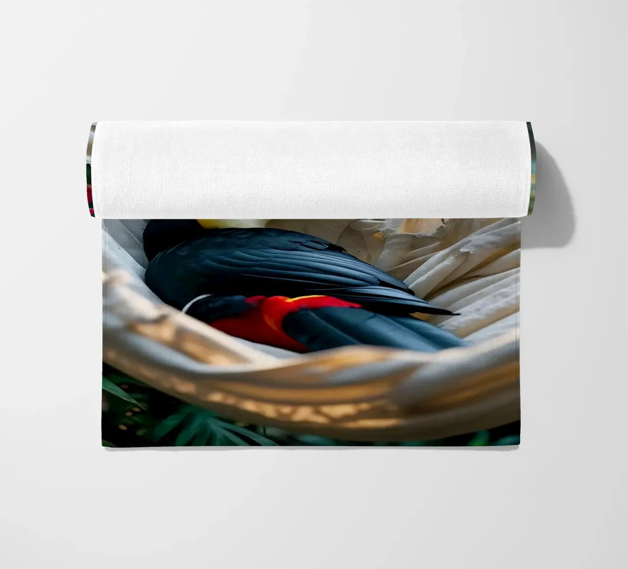 🌿🌺 Toucan | Chillin' in full swing (1) beach towel by Trinkets NL Design Studio