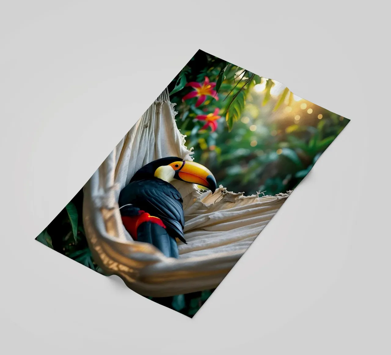🌿🌺 Toucan | Chillin' in full swing (1) beach towel by Trinkets NL Design Studio
