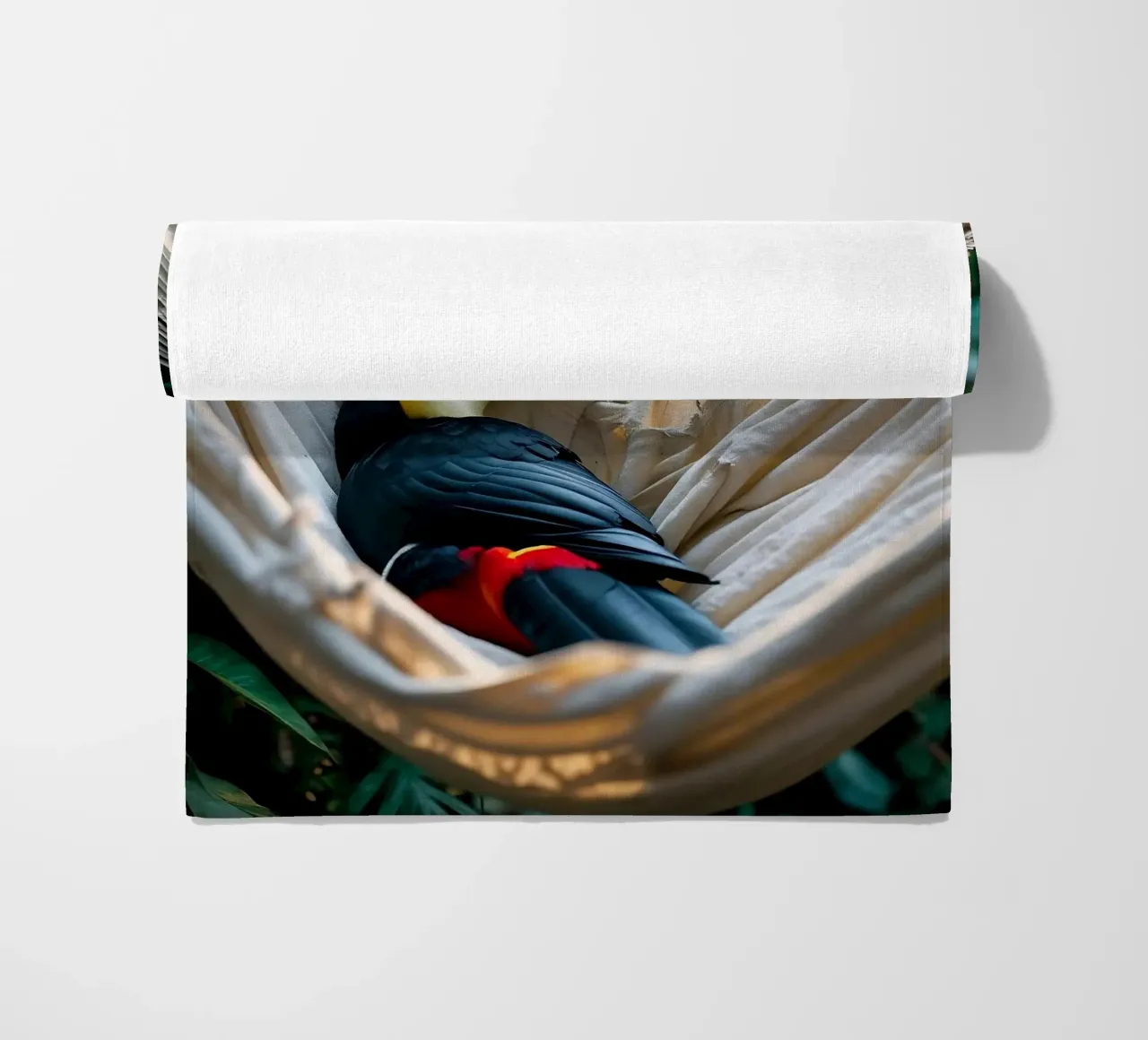 🌿🌺 Toucan | Chillin' in full swing (1) beach towel by Trinkets NL Design Studio
