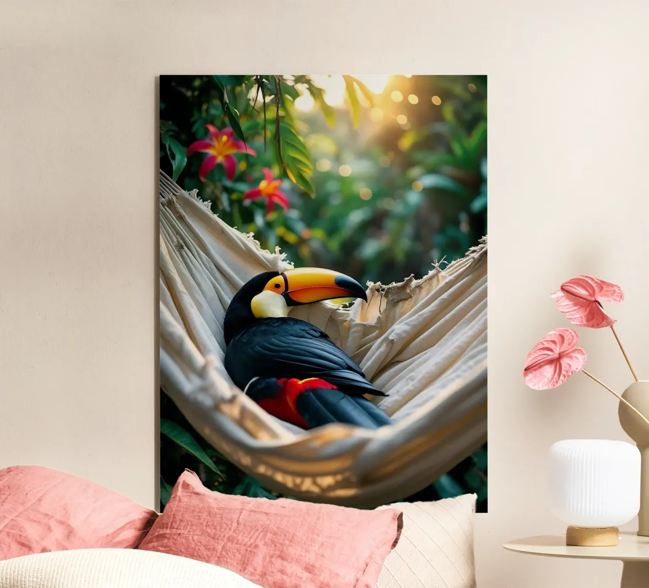 🌿🌺 Toucan | Chillin' in full swing (1) alluminio dibond da Trinkets NL Design Studio