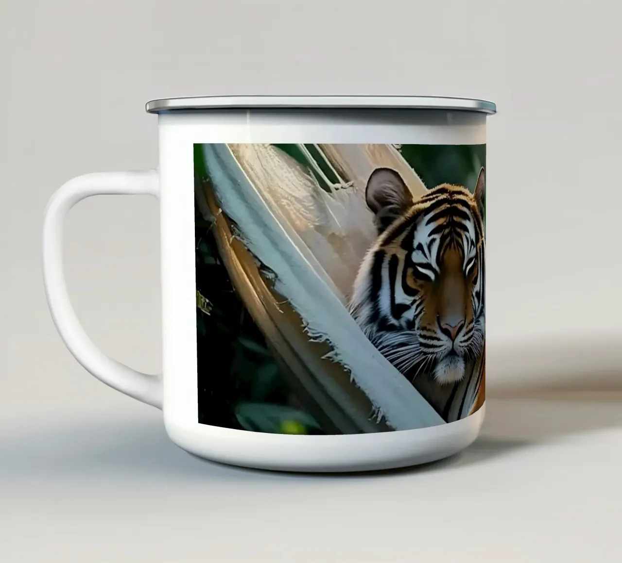 🌿😎 Tigre | Pausa. Potere. Pace. tazza in smalto da Trinkets NL Design Studio