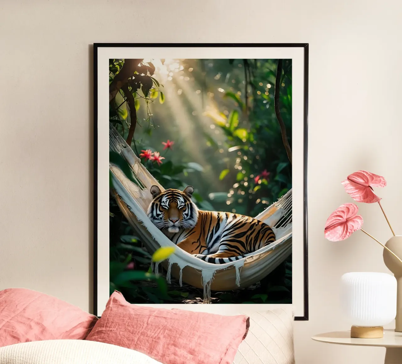 🌿😎 Tigre | Pausa. Potere. Pace. poster da Trinkets NL Design Studio