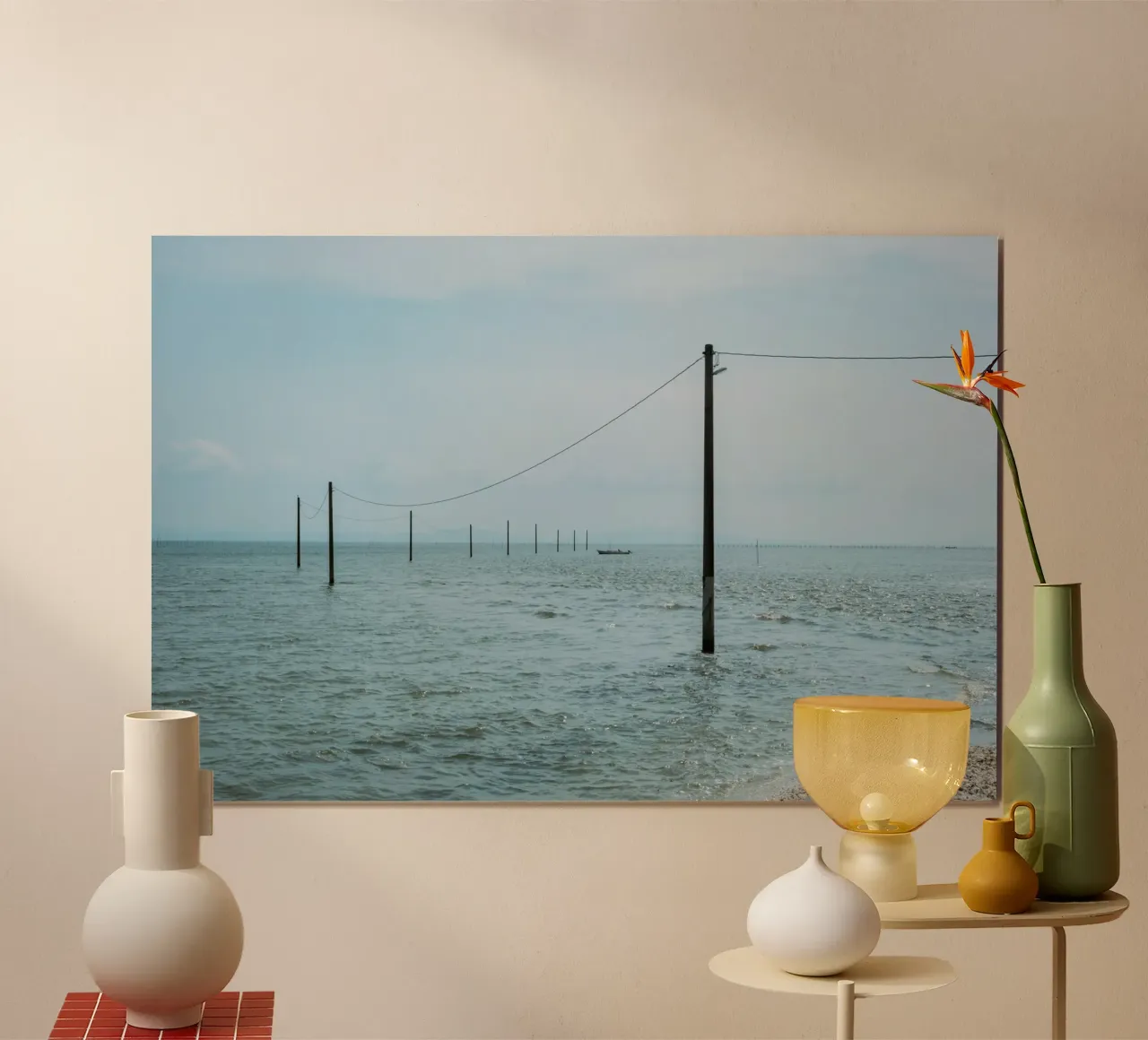 La strada sottomarina di Tara a Kyushu, Giappone poster con telaio in legno da Marcel Bisig