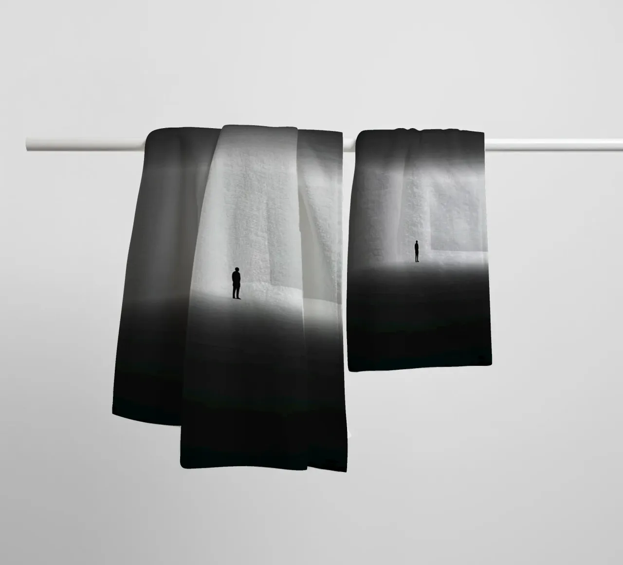 Existential minimalism in black and white towel by Plain Thoughts