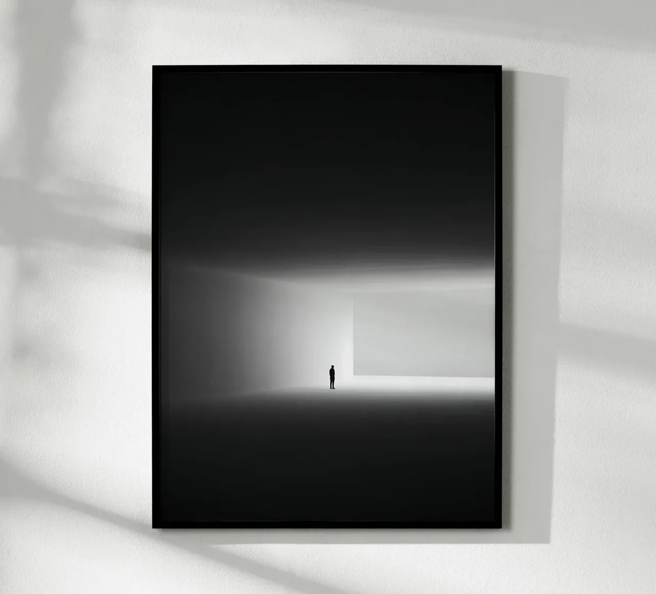 Existenzieller Minimalismus in Schwarz-Weiß Poster mit Holzrahmen von Plain Thoughts