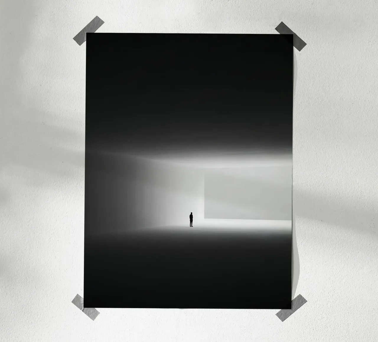Existenzieller Minimalismus in Schwarz-Weiß Poster mit Holzrahmen von Plain Thoughts