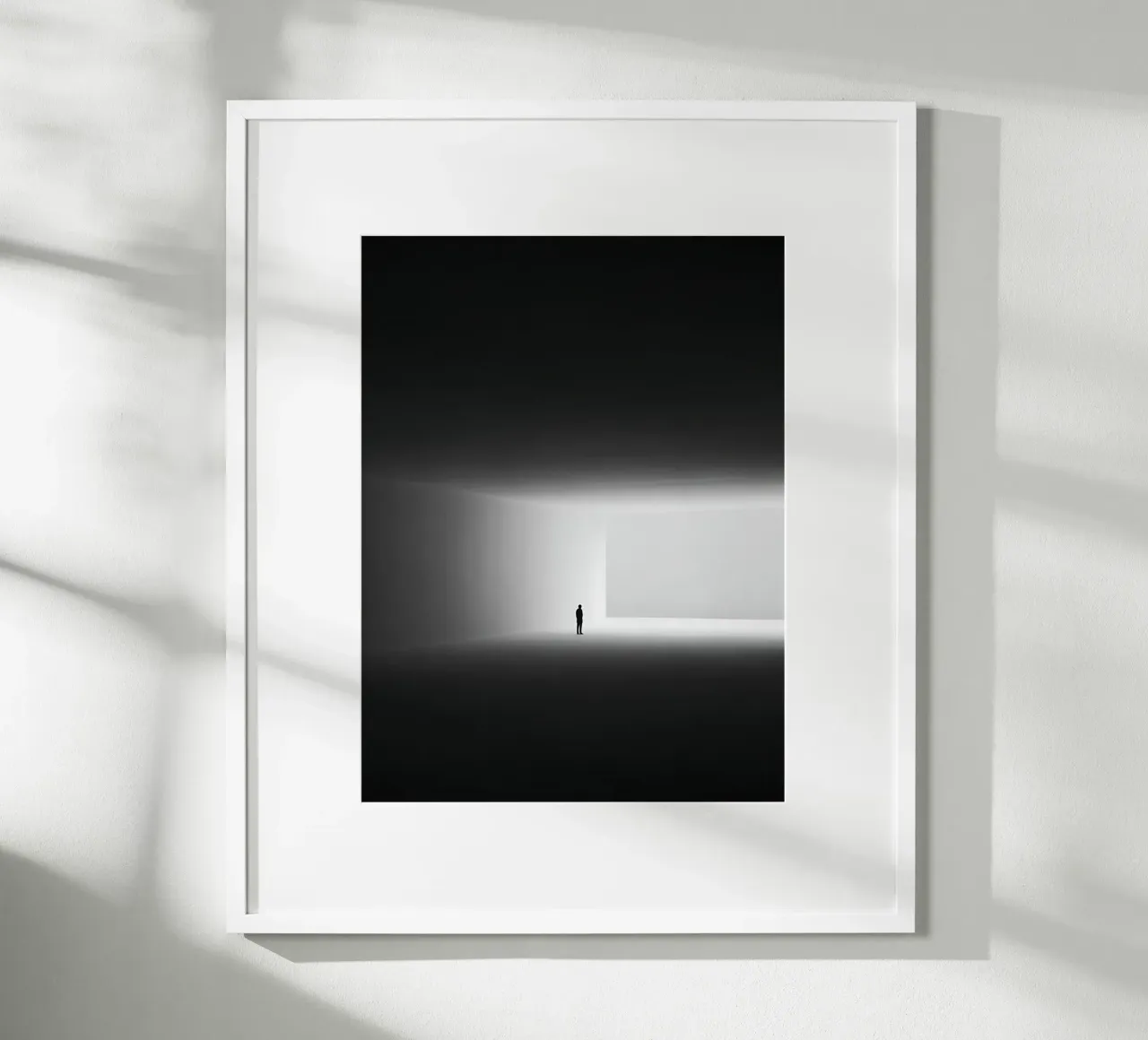 Existenzieller Minimalismus in Schwarz-Weiß Poster mit Holzrahmen von Plain Thoughts