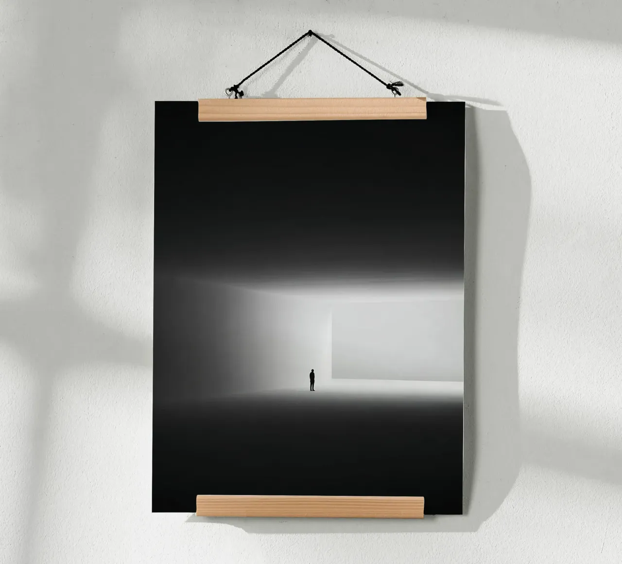 Existenzieller Minimalismus in Schwarz-Weiß Poster mit Holzrahmen von Plain Thoughts