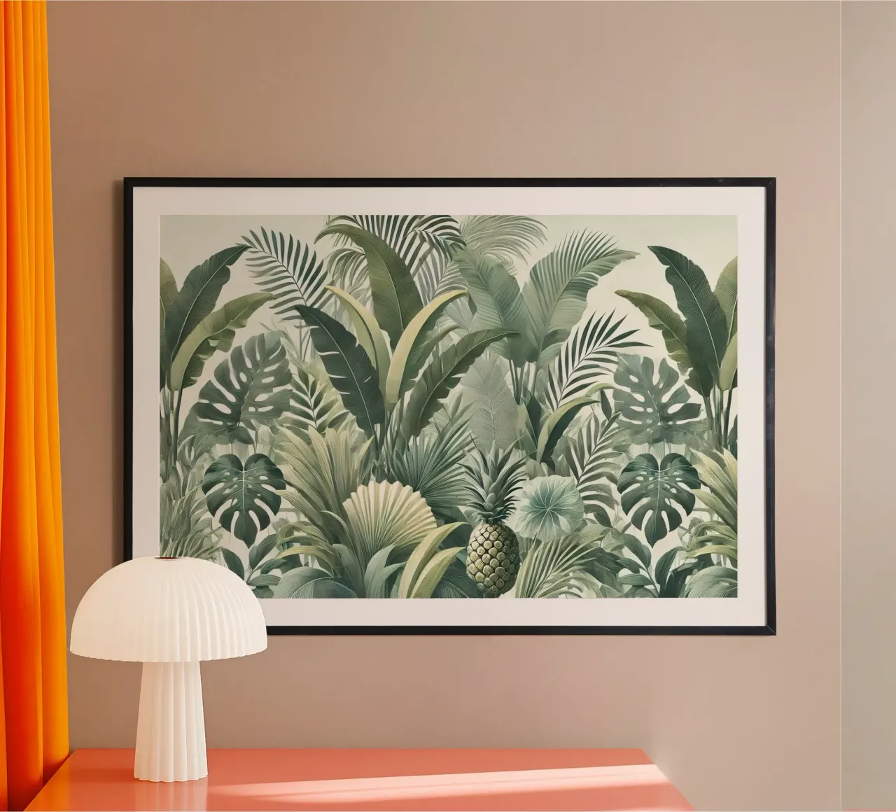 Paradiso verde a foglie poster con telaio in alluminio da Chromatic Fusion Studio