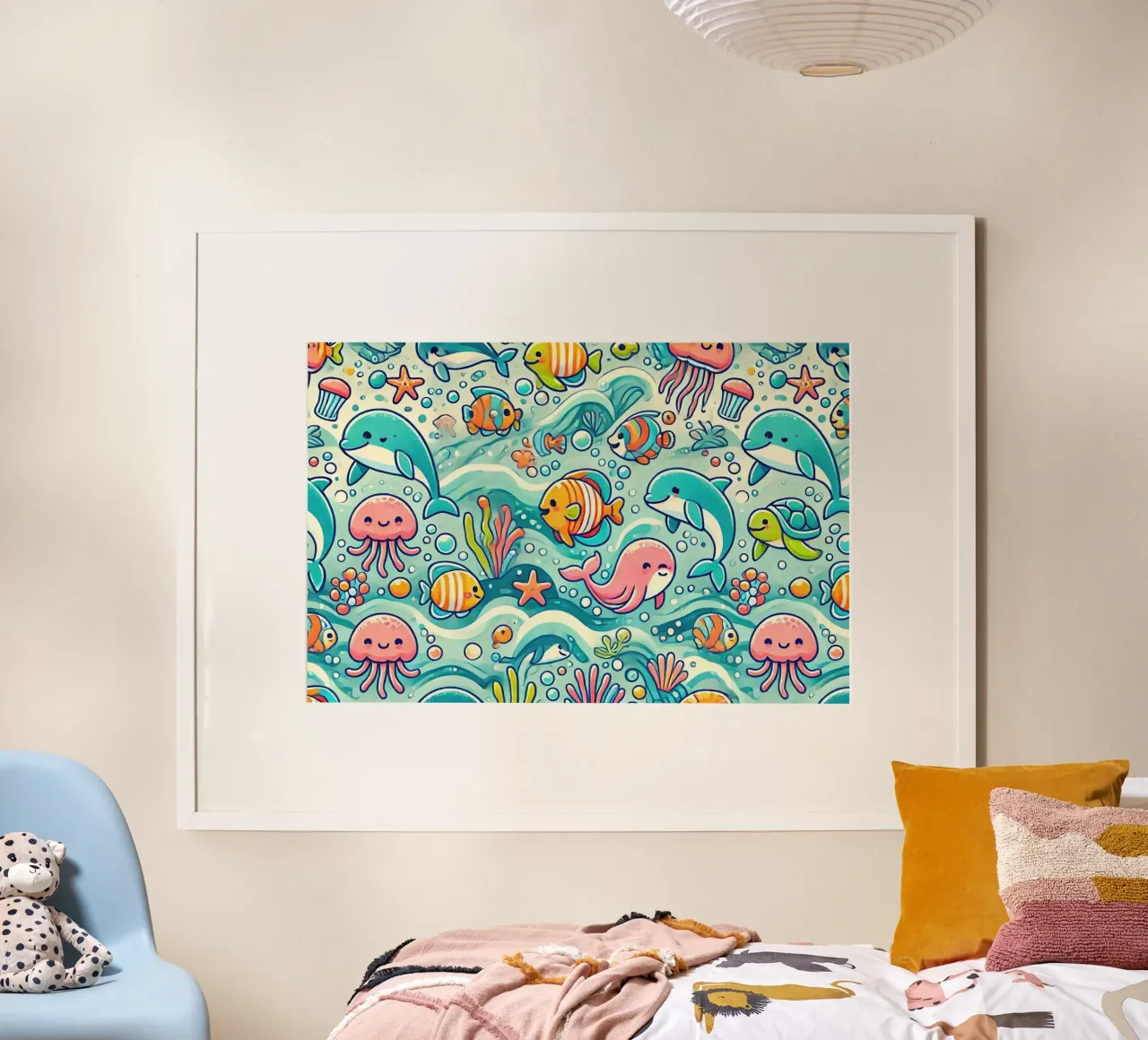 Parata degli amici dell'oceano poster con telaio in alluminio da Chromatic Fusion Studio