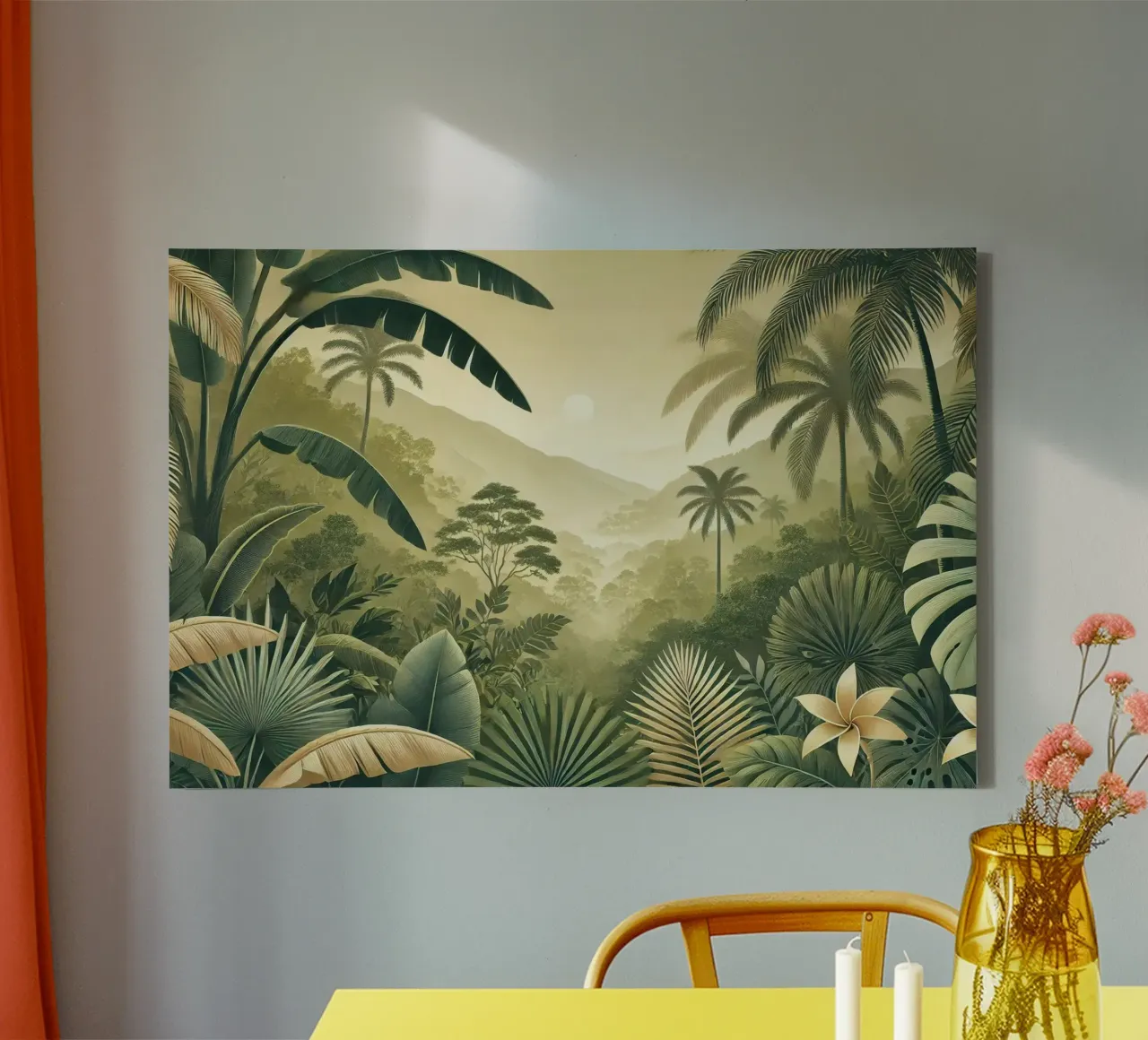 Sereen palmparadijs canvas met Baklijst van Chromatic Fusion Studio