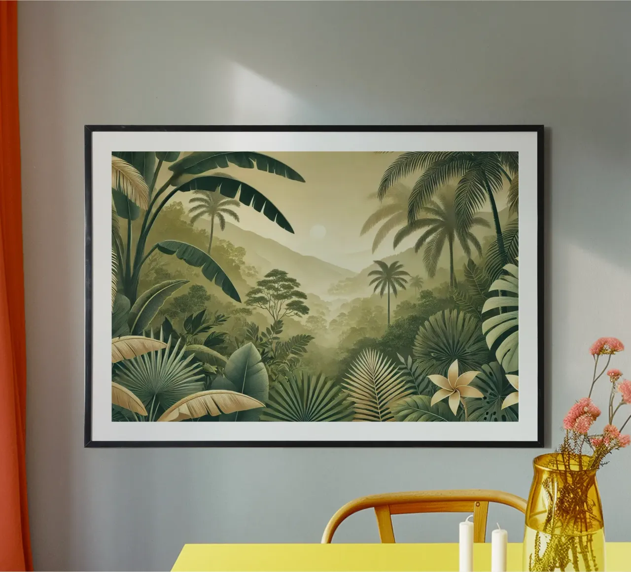 Paradiso sereno delle palme poster con telaio in alluminio da Chromatic Fusion Studio