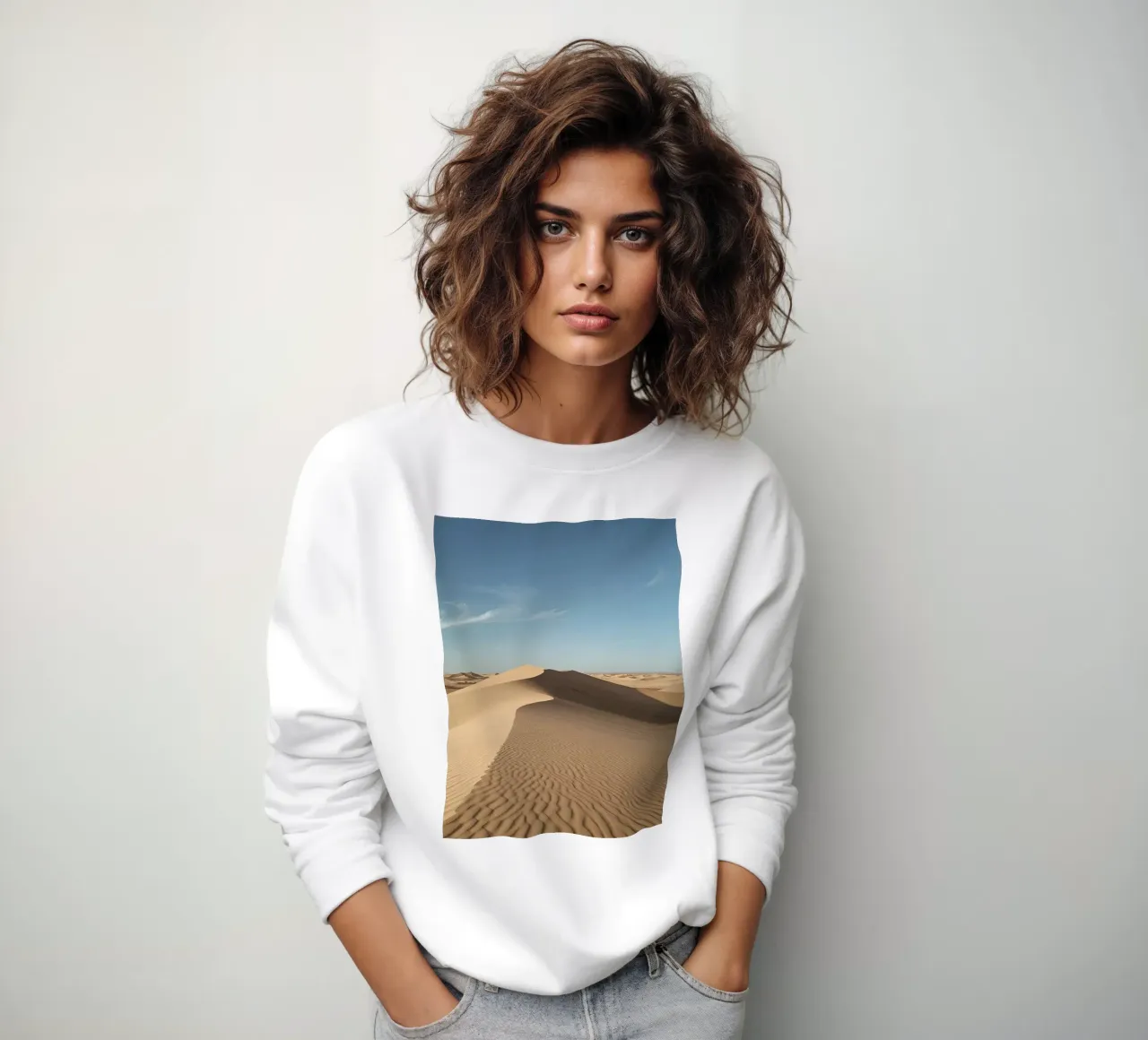 Paesaggio desertico con dune di sabbia e cielo blu felpa da DesignDoodle