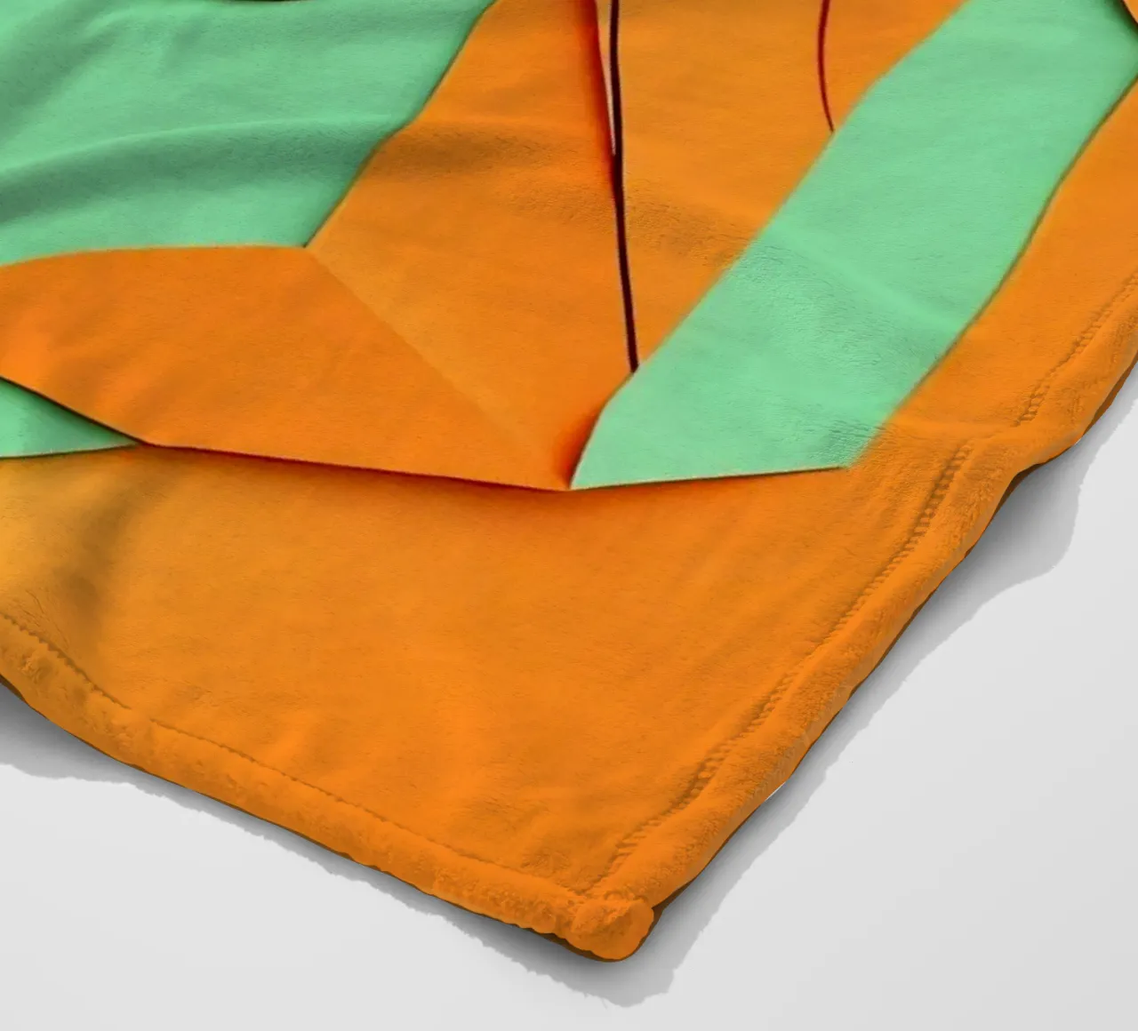 Opera d'arte in carta tagliata di profilo di donna con arancione e verde coperta in pile da DesignDoodle