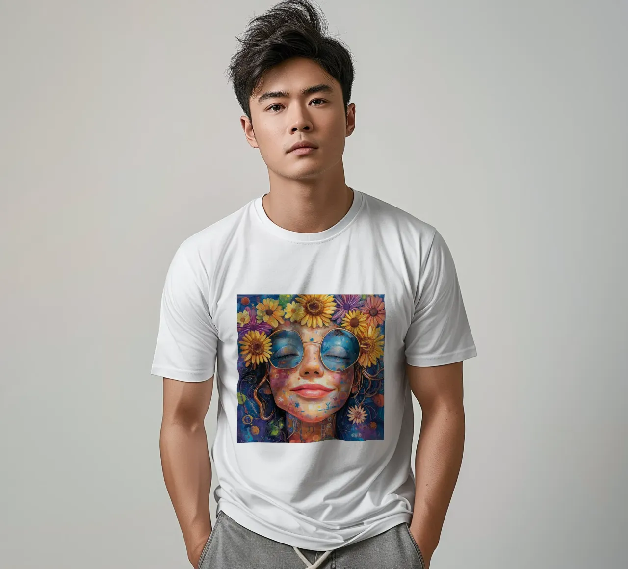 Faccia felice colorata t-shirt da Motivate-Today