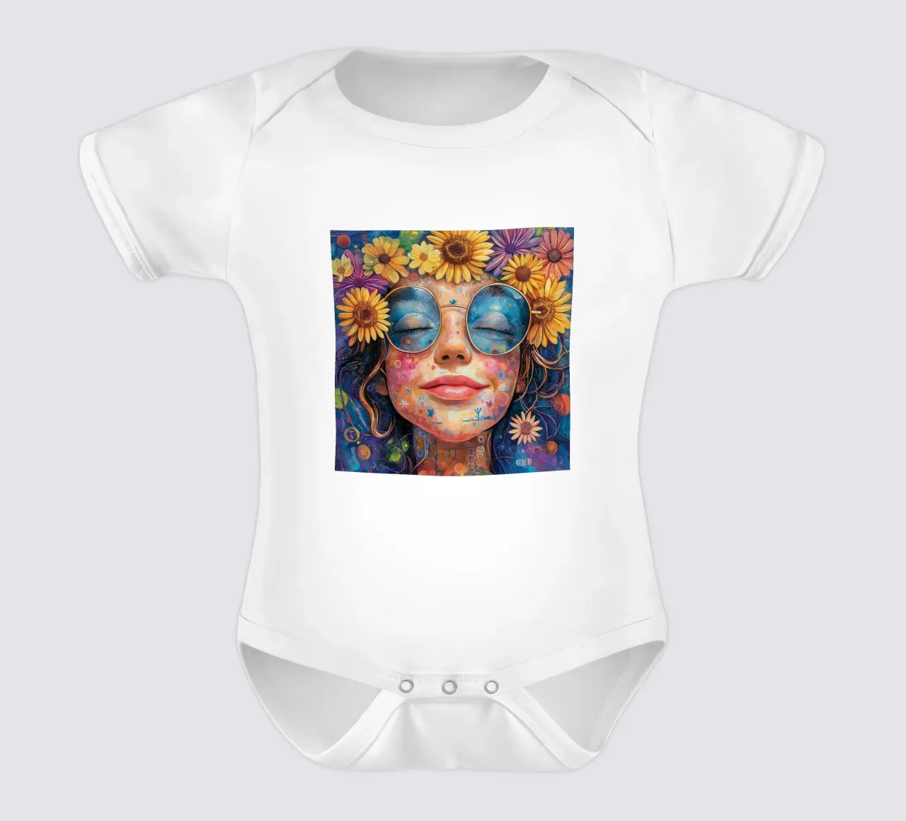 Faccia felice colorata body neonato maniche corte da Motivate-Today
