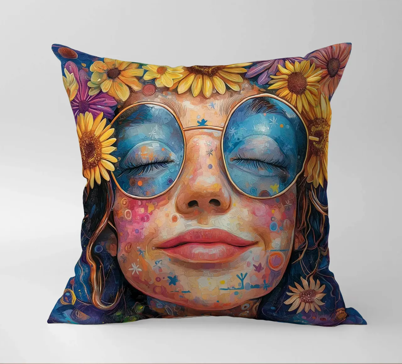 Faccia felice colorata cuscino da Motivate-Today