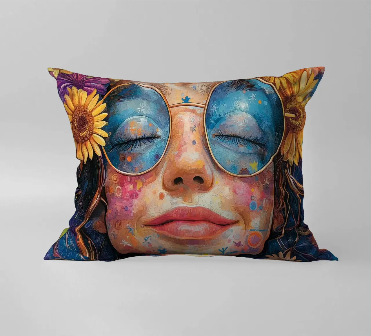 Faccia felice colorata cuscino da Motivate-Today