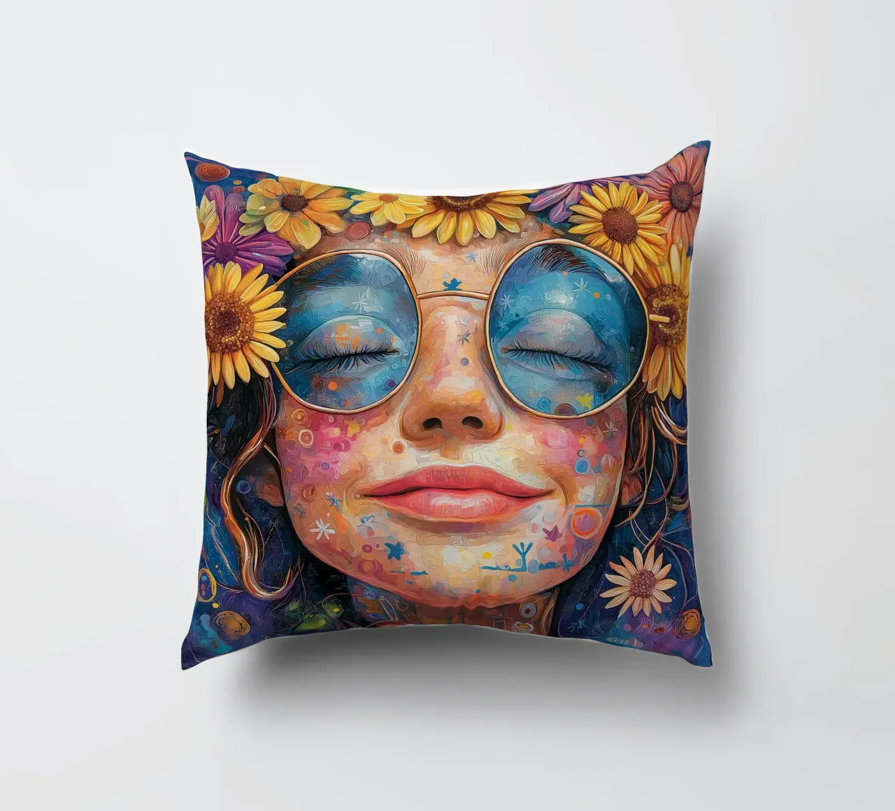 Faccia felice colorata cuscino da Motivate-Today
