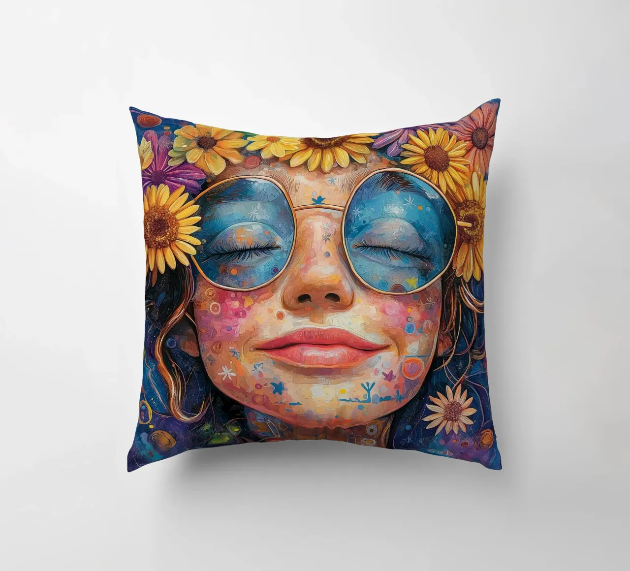 Faccia felice colorata cuscino da Motivate-Today