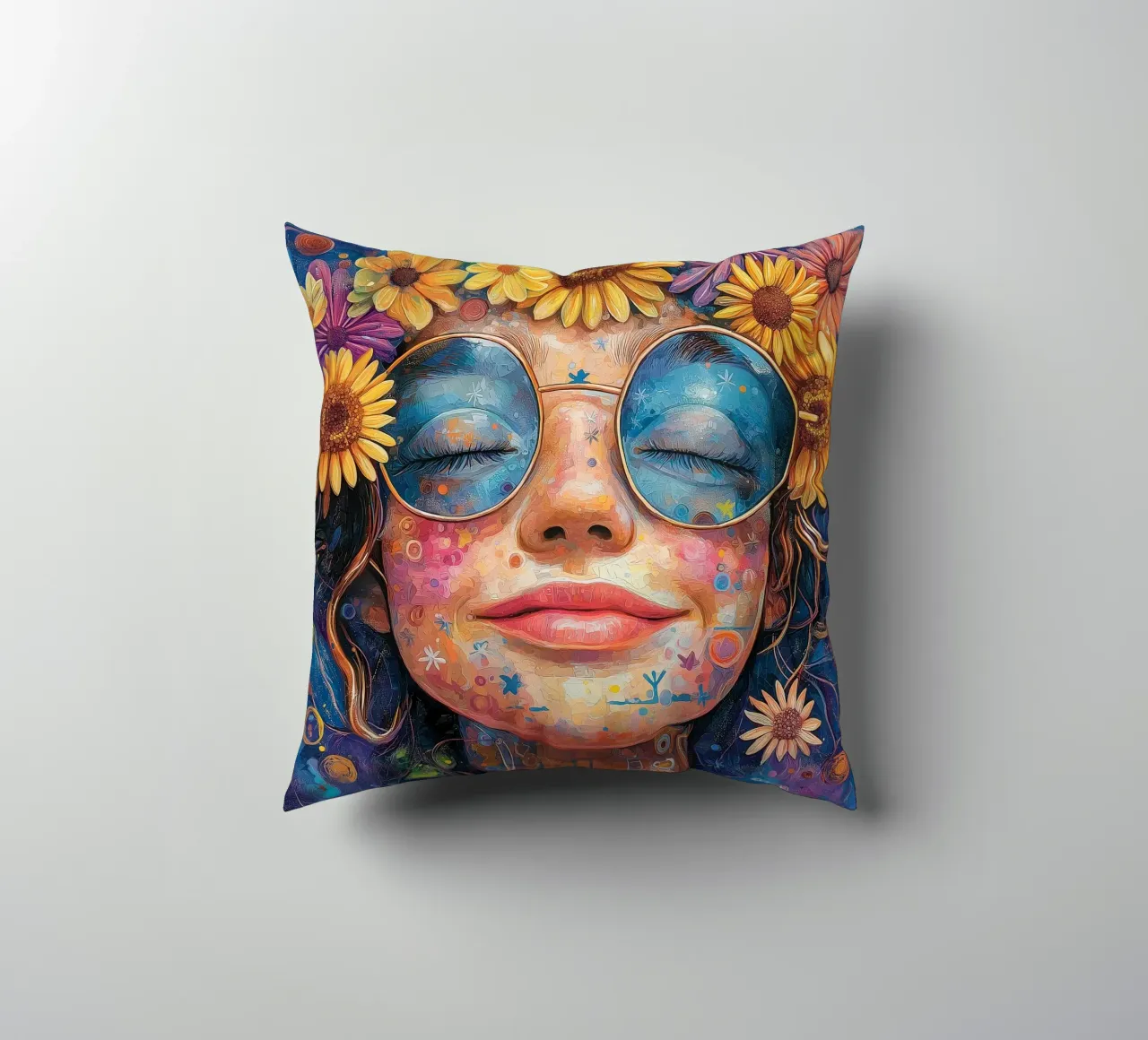 Faccia felice colorata cuscino da Motivate-Today