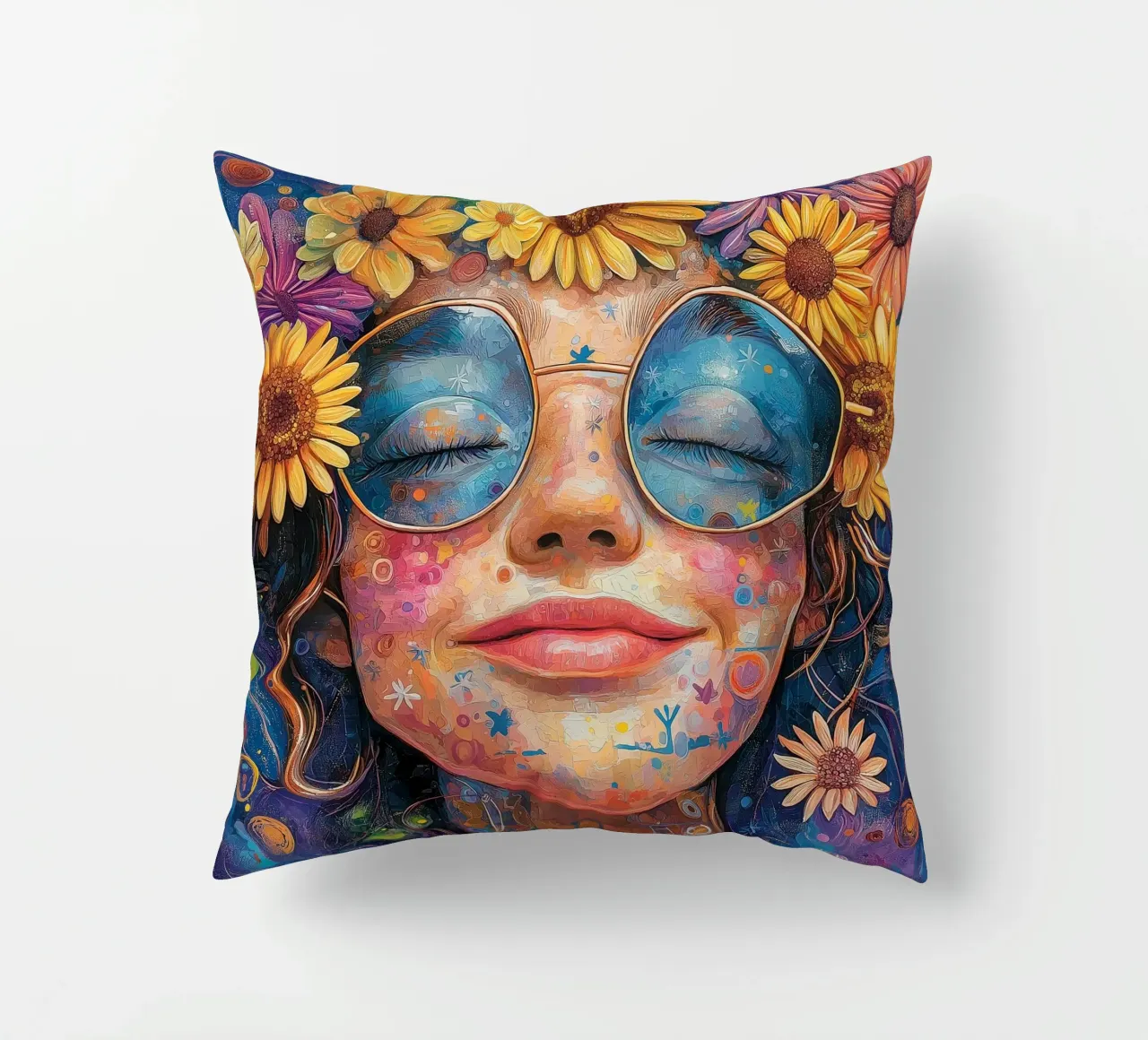 Faccia felice colorata cuscino da Motivate-Today