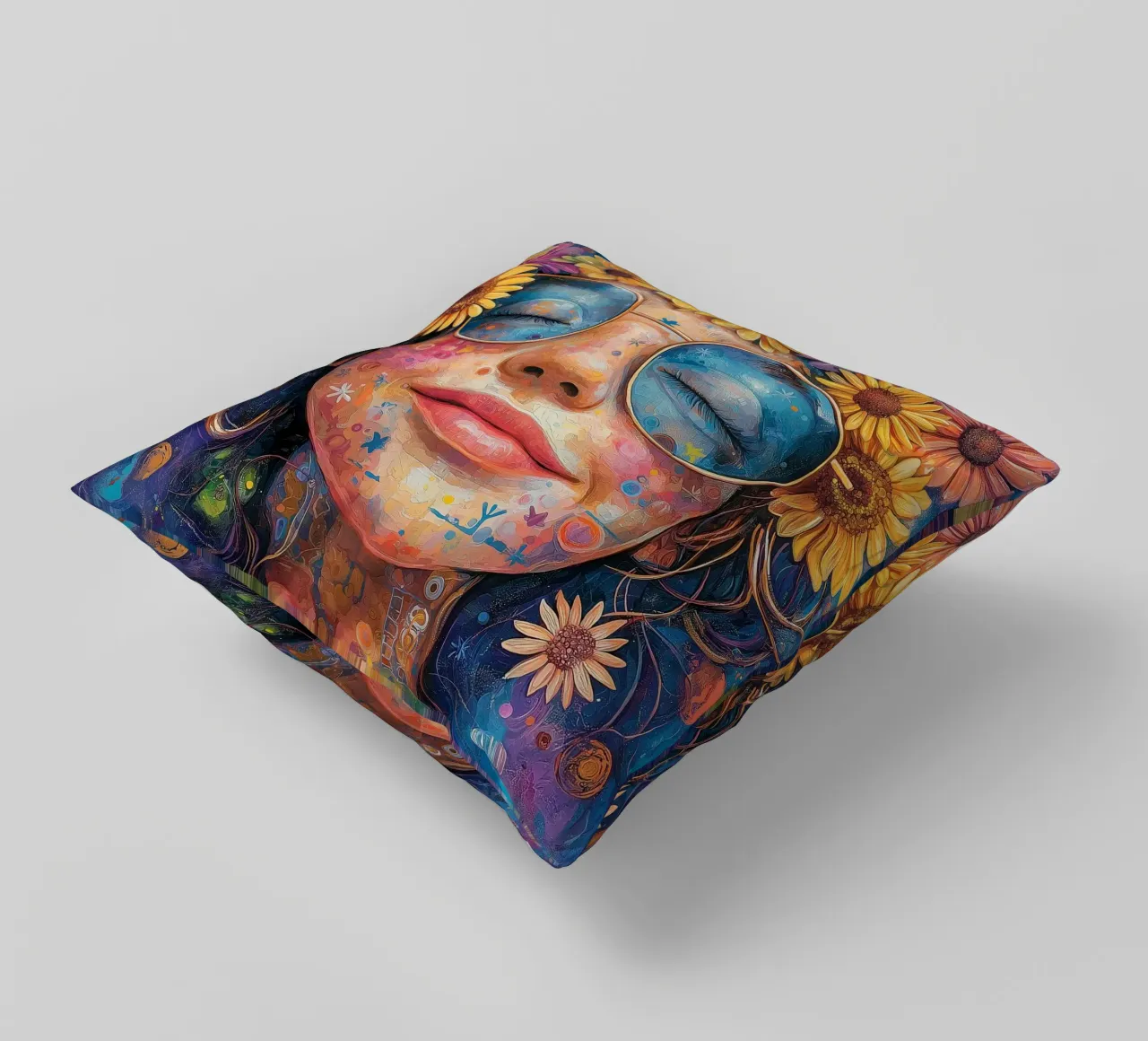 Faccia felice colorata cuscino da Motivate-Today