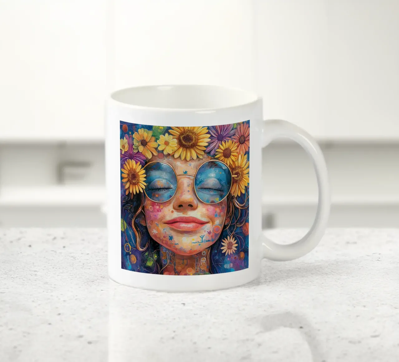 Faccia felice colorata tazza in ceramica da Motivate-Today