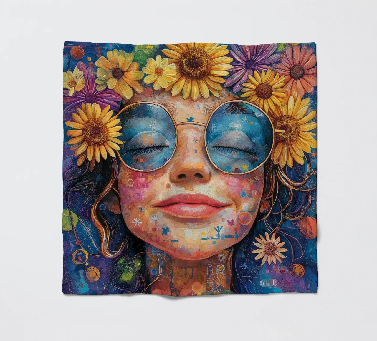 Faccia felice colorata coperta in pile da Motivate-Today