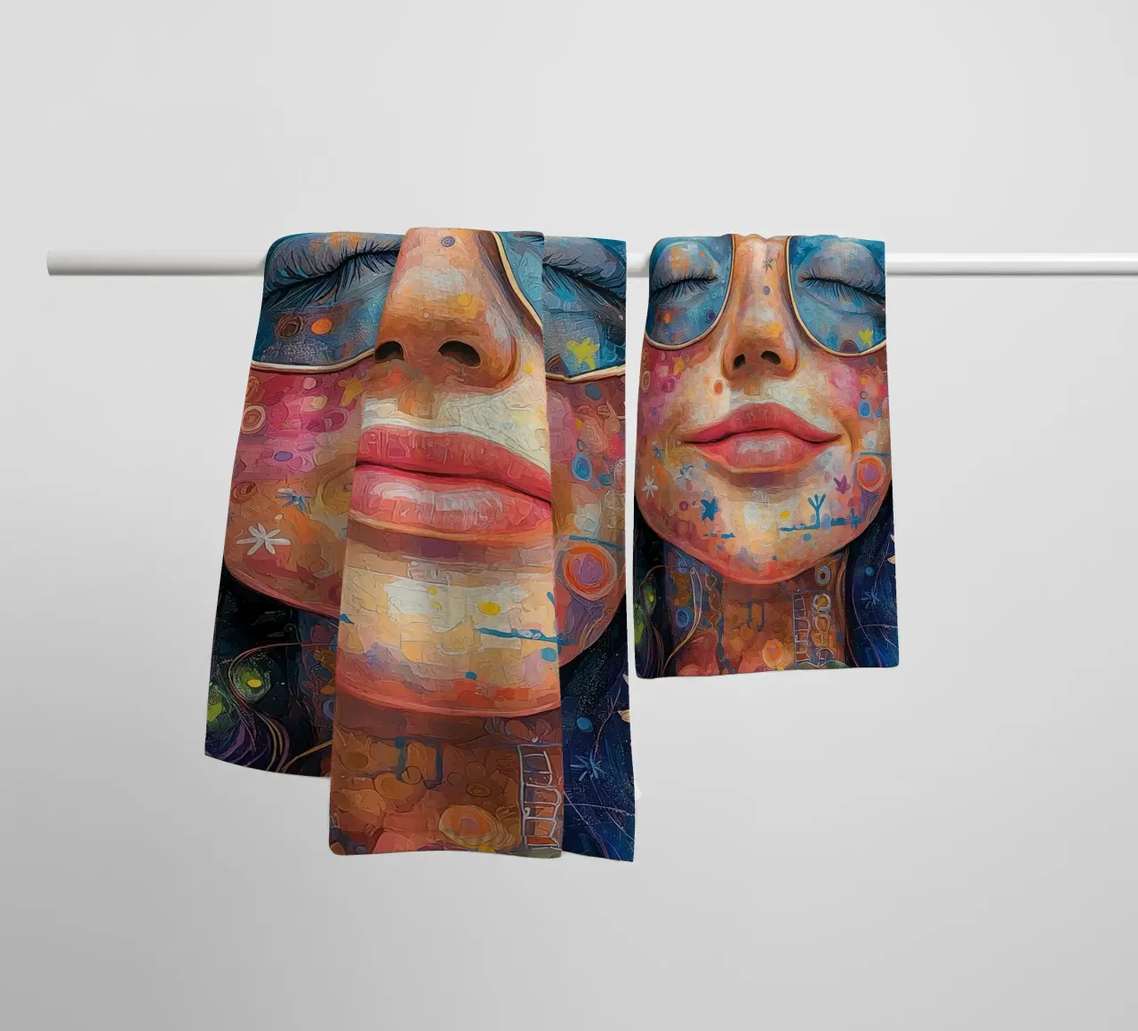 Faccia felice colorata asciugamano da bagno da Motivate-Today